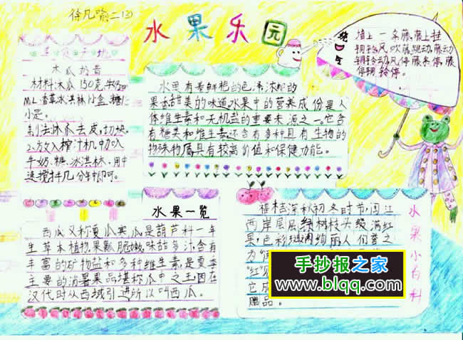 水果乐园手抄报版面设计图