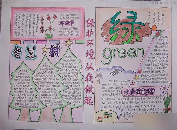 最新或2024（历届）环保手抄报图片：植树造林的意义      三联