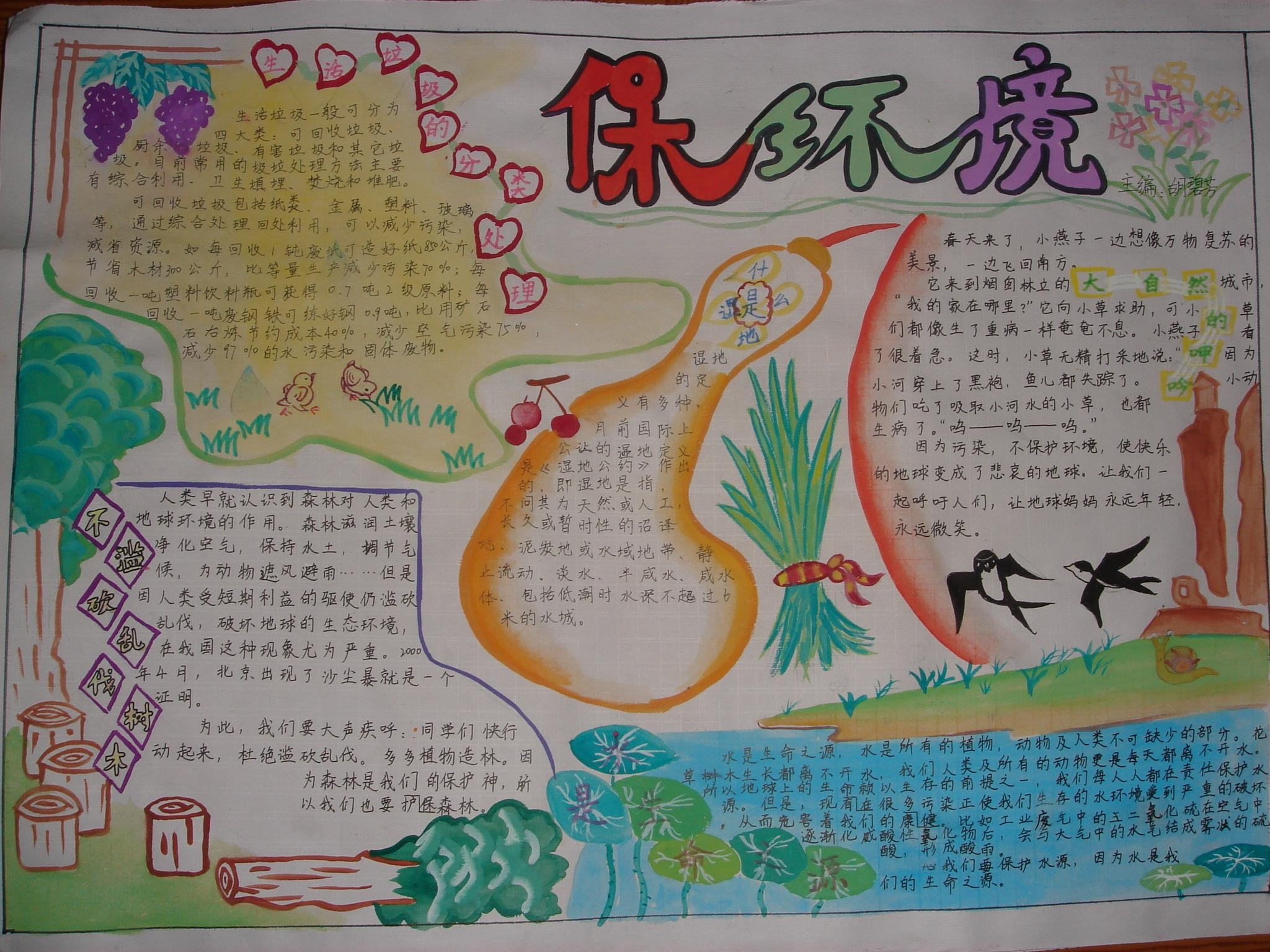 最新或2024（历届）保护环境小学生手抄报图片大全      三联