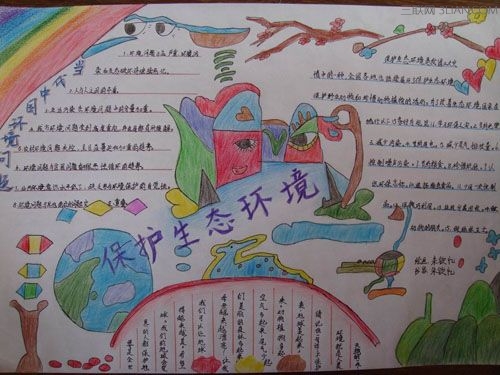 最新或2024（历届）环保手抄报图片：植树造林的意义      三联
