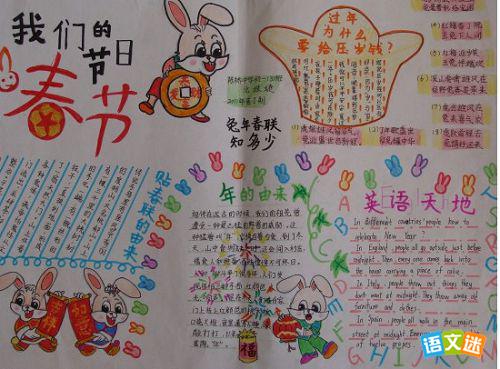 最新或2024（历届）小学生欢度春节手抄报图片